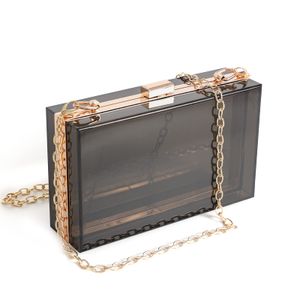 WJCD - Bolso de mano de acrílico transparente para mujer, bolso de hombro con correa de cadena de