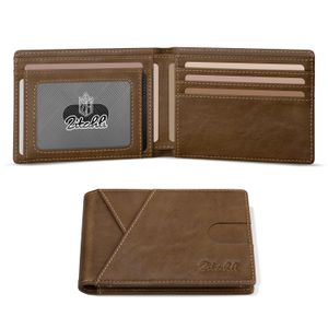 Zitahli Carteras de los hombres Slim Rfid cuero plegable con caja de regalo, Negro carbón, Casual