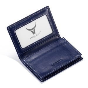 Tarjetero de cuero para hombres y mujeres, piel de becerro italiana