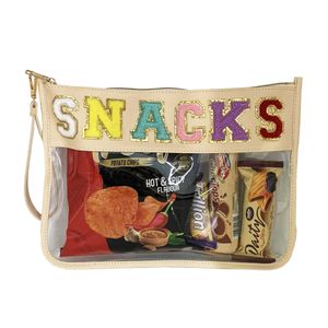 TopTTanBo Bolsa transparente de chenilla con letras, multiusos, transparente, impermeable, para