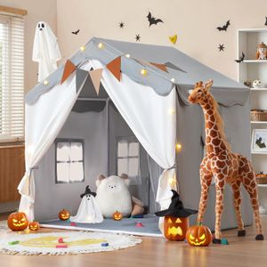Tienda de campaña para niños, casa de juegos 2 en 1 con alfombrilla acolchada y luces de cadena,