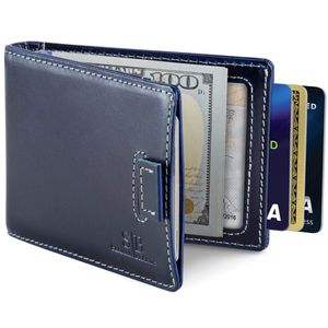 SERMAN BRANDS RFID Blocking Bifold Slim Genuine Leather Minimalist Front Pocket Wallets for Men