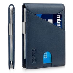 Zitahli Billeteras delgadas para hombre, con clip para dinero, ranuras de cuero delgado, soporte