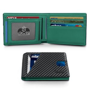 Zitahli Carteras de los hombres Slim Rfid cuero plegable con caja de regalo, Negro carbón, Casual