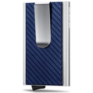 MOSIYEEF Cartera de sigilo desplegable para hombre, cartera con bloqueo RFID para tarjetas con clip