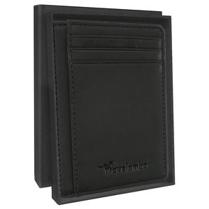 Travelambo - Cartera de piel minimalista con bolsillo frontal, tamaño mediano, cartela delgada, RFID