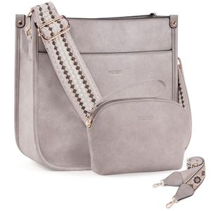 HKCLUF Bolso cruzado para mujer, 2 piezas, de cuero, con 2 correas ajustables de leopardo, bolsa