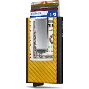 MOSIYEEF Cartera de sigilo desplegable para hombre, cartera con bloqueo RFID para tarjetas con clip