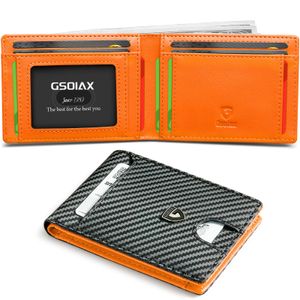 GSOIAX Billetera delgada para hombre con bloqueo RFID, carteras plegables para hombres, minimalista,