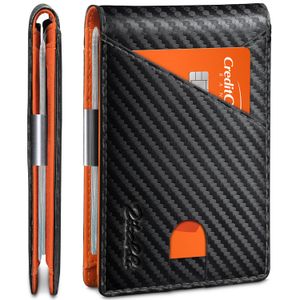 Zitahli Billeteras delgadas para hombre, con clip para dinero, ranuras de cuero delgado, soporte