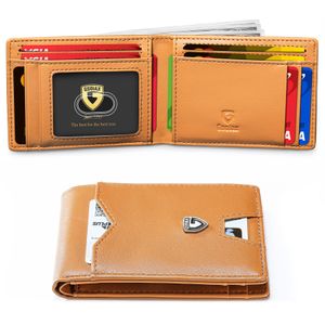 GSOIAX Billetera delgada para hombre, minimalista, de piel auténtica, fibra de carbono, bloqueo