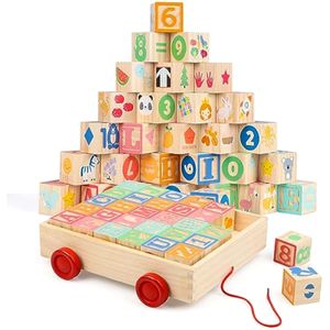 Joqutoys Bloques de construcción de madera para niños pequeños de 1 a 3 años, juego de bloques