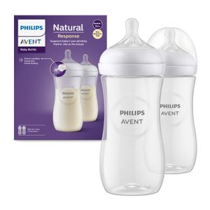Philips AVENT Biberón natural con pezón de respuesta natural, rosa, 9 onzas, paquete de 4, SCY903/14