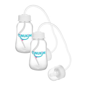 Biberón de manos libres, sistema anticólicos, sistema de lactancia (set de 2), por Tinukim, Azul