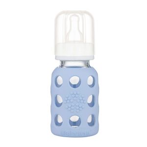Lifefactory Biberón de vidrio con pezón de etapa 1 y melón protector de silicona, 4 onzas