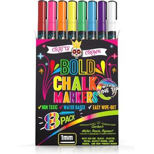Chalky Crown - Marcadores de tiza líquida para pizarras | Rotuladores de borrado en seco |