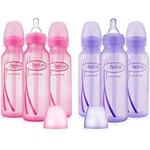 Dr. Brown's Botellas de 8 onzas para niñas – 3 (8 onzas) Lavanda – 3 (8 onzas) Rosa… (6 botellas