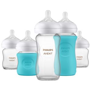Philips AVENT Biberón de cristal natural con pezón de respuesta natural, transparente, 4oz, 1