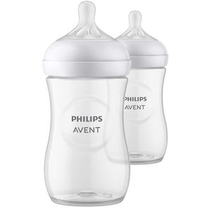 Philips AVENT Biberón natural con pezón de respuesta natural, rosa, 9 onzas, paquete de 4, SCY903/14