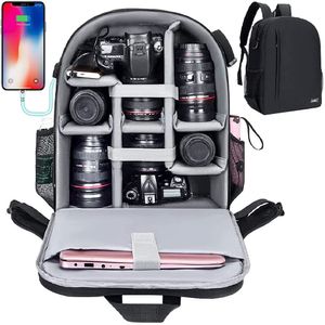 Cwatcun Mochila profesional para cámara SLR DSLR sin espejo, funda impermeable compatible con cámara