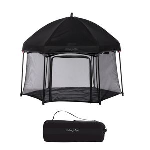 Dream On Me Onyx - Juego de corralito con dosel, corralito para bebés, portátil y ligero, corralito