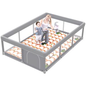 Corralito para bebés, corralito para bebés y niños pequeños con puerta, cerca de 50 x 50 pulgadas,