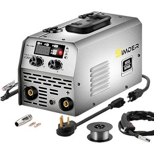 SSIMDER Soldador MIG 140A 2 en 1 Soldador de núcleo de flujo/palo 110V/220v Máquina de soldadura de