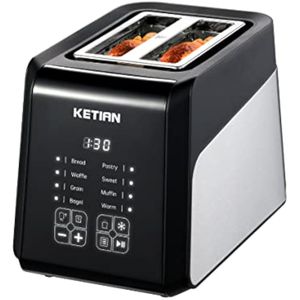 Tostadora de pantalla táctil de 2 rebanadas, KETIAN Bagel English Muffins Tostada Tostada de