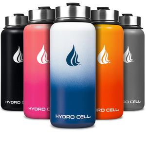HYDRO CELL - Botella de agua con aislamiento térmico de acero inoxidable con pajilla, para bebidas