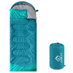 Oaskys - Saco de dormir para acampar, para 3 estaciones, clima cálido y fresco, verano, primavera,