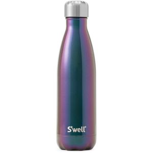 S'well - Botella de agua de acero inoxidable, 17 onzas líquidas, suave al tacto, color negro, triple