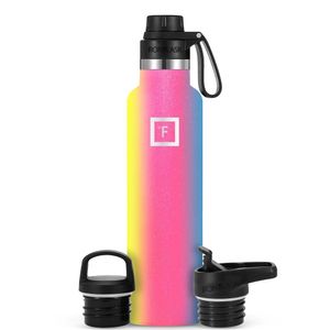 IRON FLASK - Botella de agua deportiva de 12 onzas, 16, 20, 24, 32, y 64 onzas, 3 tapas (tapa de