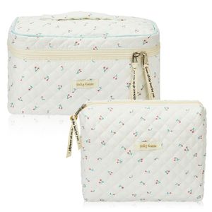 Zeyune 2 bolsas de maquillaje acolchadas de algodón, bolsa de maquillaje grande de coqueta de viaje,