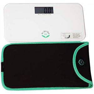 NewlineNY Mini báscula de baño blanca con funda de protección de viaje SBB0722M-WH + NYMSS101BG