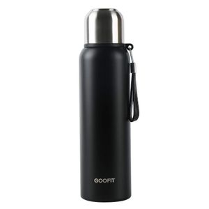 GOOFIT Termo aislado con taza, termo de acero inoxidable para deportes al aire libre, botella de