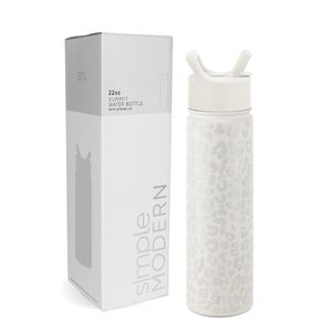 Simple Modern Botella de agua reutilizable con tapa para beber y con pajilla, de acero inoxidable