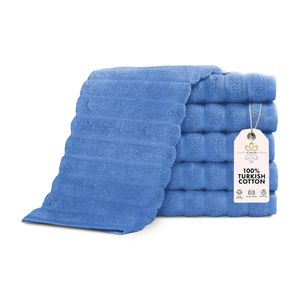 Classic Turkish Towels - Juego de 3 toallas de baño de lujo acanaladas de algodón turco de alta