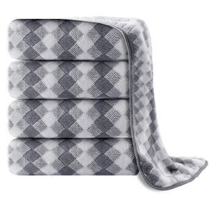 Juego de 4 toallas de baño de gran tamaño, color gris oscuro, toallas de baño extra grandes para