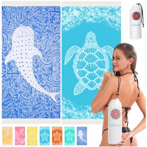 Paquete de 2 toallas de playa turcas de algodón, de secado rápido, sin arena, de gran tamaño, para