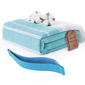 Genovega Juego de 4 toallas de playa turcas de algodón, extra grandes, de secado rápido, sin arena,