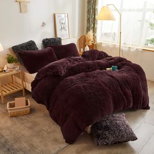 XeGe Acogedora funda de edredón de felpa, lujosa funda de edredón suave y esponjosa de color liso, 1