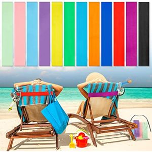 Paquete de 12 bandas de toalla para sillas de playa, clips de toalla para sillas de piscina con