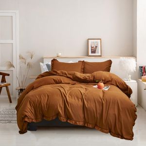 Luxlovery Juego de edredón de café beige, tamaño King, color caqui claro, juego de ropa de cama