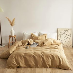 Luxlovery Juego de edredón de café beige, tamaño King, color caqui claro, juego de ropa de cama