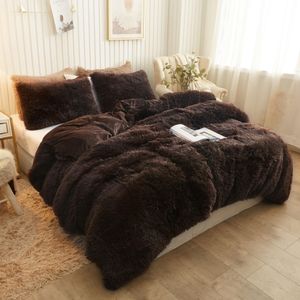 XeGe Acogedora funda de edredón de felpa, lujosa funda de edredón suave y esponjosa de color liso, 1