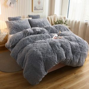XeGe Acogedora funda de edredón de felpa, lujosa funda de edredón suave y esponjosa de color liso, 1