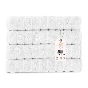 Classic Turkish Towels - Juego de 3 toallas de baño de lujo acanaladas de algodón turco de alta