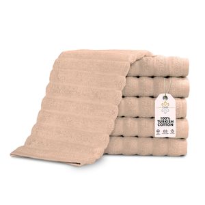 Classic Turkish Towels - Juego de 3 toallas de baño de lujo acanaladas de algodón turco de alta