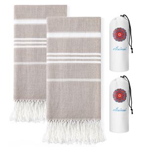 Paquete de 2 toallas de playa turcas de algodón, de secado rápido, sin arena, de gran tamaño, para