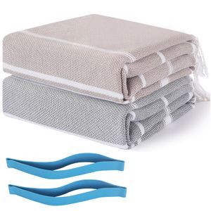 Genovega Juego de 4 toallas de playa turcas de algodón, extra grandes, de secado rápido, sin arena,